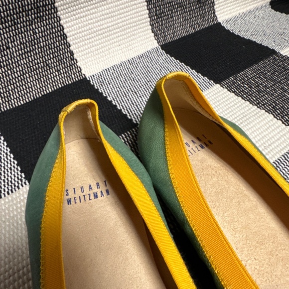 Stuart Weitzman euc green yellow leather ballerina round toe women’s flats shoes - Picture 6 of 7